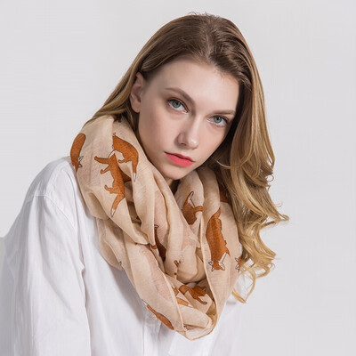

Lightweight Long Fox Infinity Scarf for Women Loop Shawl Head Wrap