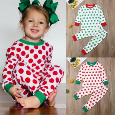 

2Pcs Newborn Baby Boy Girl Polka Dot Tops T-shirt Long Pants Outfit Clothes Set