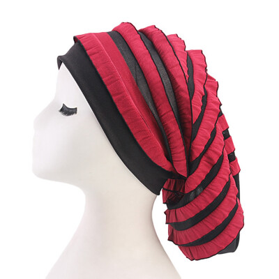 

Muslim Women Elastic Turban Hijab Hat Stripes Cancer Chemo Cap Head Scarf