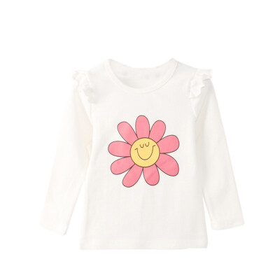 

Toddler Girl T-shirt Long Sleeve Flowers Printed T-shirt Tops Cotton Casual Blouse Outfits Autumn