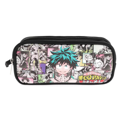 

1 Pc My Hero Canvas Stationery Bag Large Capacity Double Layer Anime Zippered Pencil Case