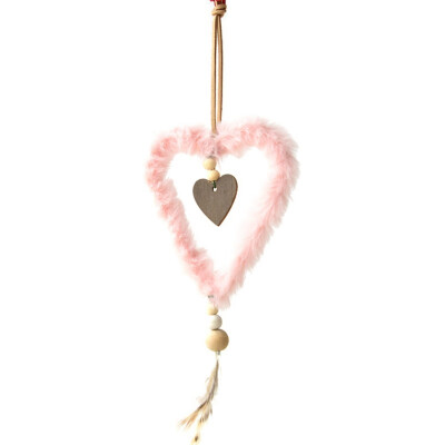 

Creative Plush Christmas Tree Hanging Pendant Pink White Heart Star Feather Ornament Christmas Decoration for Home Xmas