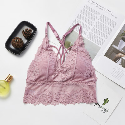 

WEIXINBUY Women Lace Beauty Strap Sexy Camis Chest Pad Summer Crop Tops Sexy Gathered Push Up Women Tank Tops F5