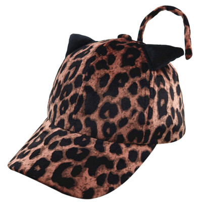 

Baby Boy Girl Winter Warm Baseball Cap Kids Adjustable Ear Design Hat Breathable Leopard Print Visors Hats