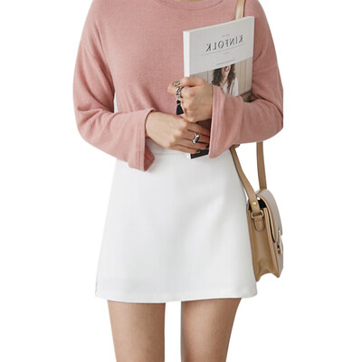 

Summer Fake Two-piece Split Skirt Trousers High Waist Zip Solid Color Skirt Fashion Women Shorts