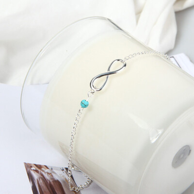 

2010Bohemian Turquoise Bead Infinity Charm Chain Anklet