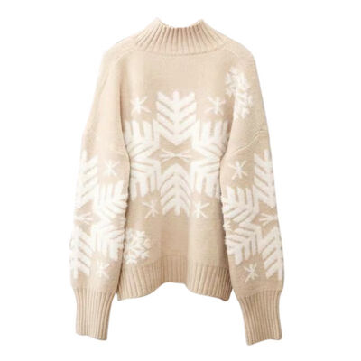 

Winter Half-neck Sweater Womens Loose Thick Water Velvet Christmas Sweater Pullovers