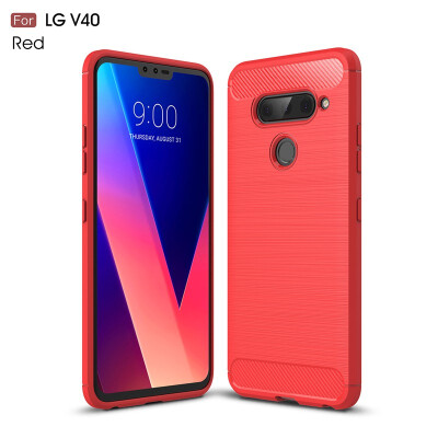 

Goowiiz Phone Case For LG V40 Fashion Slim Carbon Fiber TPU Soft Silicone Prevent falling