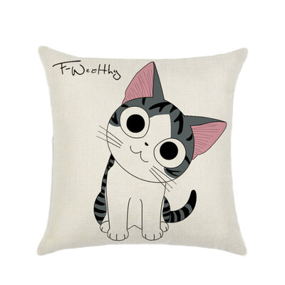 

Chis Sweet Home Cat Cotton Pillow Case Sofa Waist Throw Cushion Cover Home Car Decor