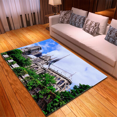 

Toponeto Creative Notre Dame Photo Commemorative Day Comfortable Carpet Home Decor