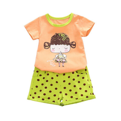 

Toddler Baby Kids Girls Clothes Set Short Sleeve Bow Tops Dot Short Casual Outfit Set Baby Girl Clothes