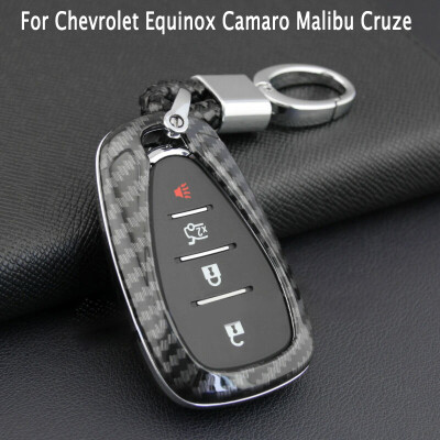 

Carbon Fiber Style Keys Cover Fob Case Keychain Fit For Chevrolet Equinox Camaro