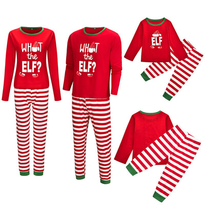 

Tailored Christmas Women Mom Printed Letter TopStripe Pants Xmas Family Clothes Pajamas