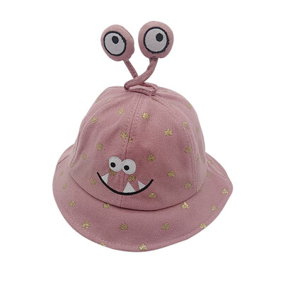 

Autumn Baby Boys Girls Hats Toddler Cartoon Print Bucket Hats With Ear Caps Reversible Sun Headwear