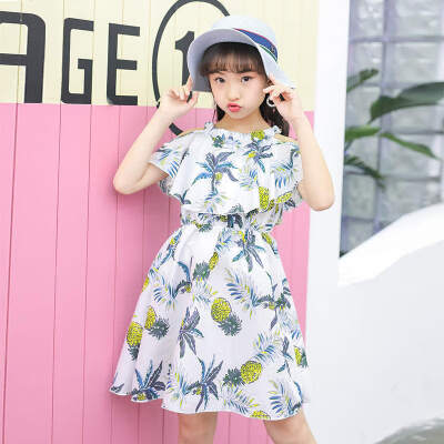 

Cute Girl Dress Summer Casual Baby Girls Flare Sleeve Off-shoulder Floral Print Chiffon Dress Kids Toddler Pageant Sundress