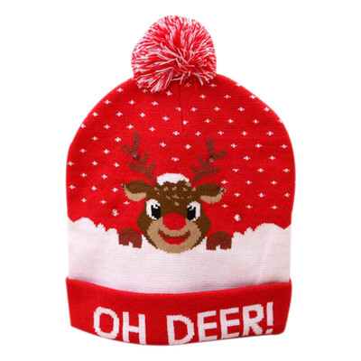 

HOT Designs LED Christmas Hats Beanie Sweater Christmas Santa Hat Light Up Knitted Hat for Kid Adult For Christmas Party
