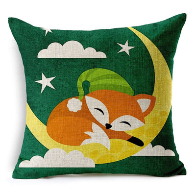 

Christmas Nordic Pillowcase lovely animal fox Decorative Cotton Linen Throw Pillow cover Cojines almofada