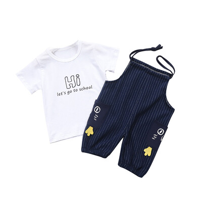 

Kid Clothes Summer Baby Boys Clothes Short Sleeve Letter Print Tops T-shirtSuspender Pants Children Casual Outfits Sets