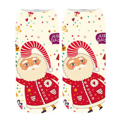 

1Pair Women Socks 3D Cartoon Santa Claus Elk Winter Socks Funny Christmas Cute kawaii Novelty Ankle Comfortable Women Girl Sock