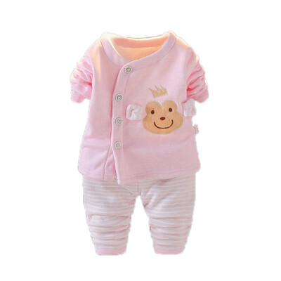

Newborn Baby Clothes Boy Girl Warm Clothes Cartoon Printed Winter Autumn Coat Trousers Sets Outfits