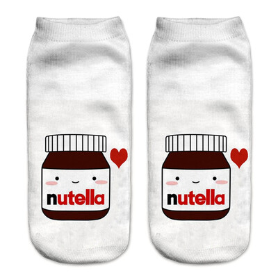 

1Pair Harajuku Food Cartoon 3D Printing Socks Women Fashion Summer Low Cut Ankle Short Socks Female Fresh Style