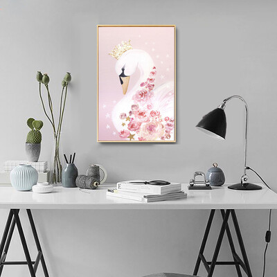 

Toponeto Nordic Watercolor Rabbit Childrens Room Decorative Painting Frameless Core