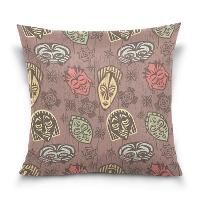 

ALAZA Throw Pillow Cover 16 X 16 inch Christmas Gift Cushion Cover with African Masks Printed Pillowcase