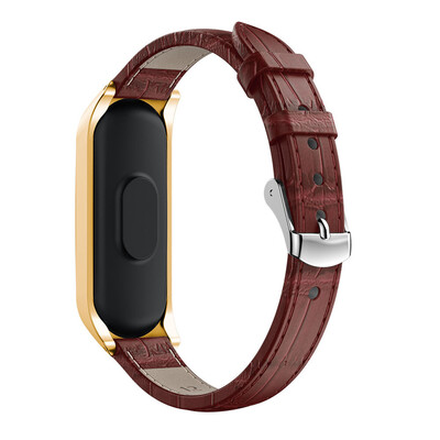 

〖Follure〗Replacement Leather Wristband Band Strap Metal Case For Xiaomi Mi Band 3
