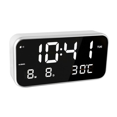 

LED Alarm Clock Multifunction Digital Electronic LED Mirror Clock Temperature Snooze Display Home Decor Mirror Function