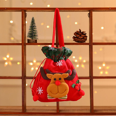 

Merry Christmas Gift Handbag Drawstring Candy Bag Santa Claus Gift Bag Home Party Xmas Decoration