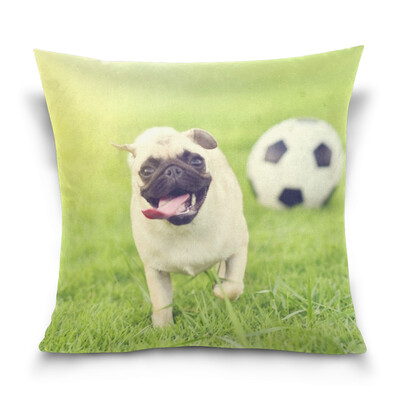 

ALAZA Throw Pillow Case Decorative Pillow Covers 16 X 16 inch Happy Cute Pug Pattern Pillowcase