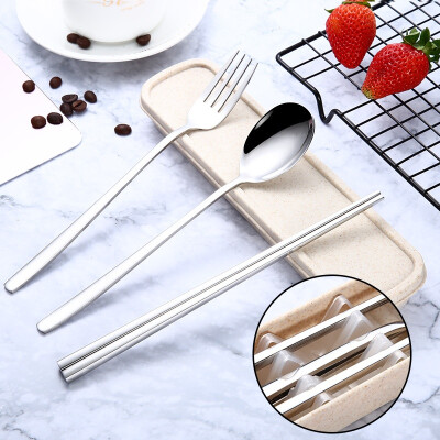 

304 Stainless Steel Tableware Set Portable Simple Cutlery Set For Student Chopsticks Spoon Fork