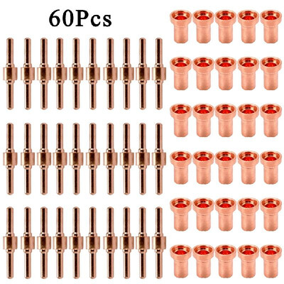 

60PCS Red Copper Extended Long Plasma Cutter Tip Electrode Nozzle Kit Consumable For PT31 -G40 40A Cutting