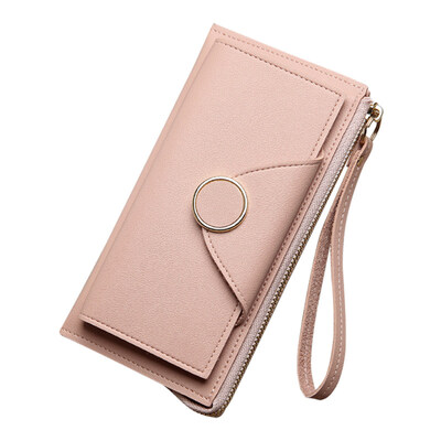 

Fashion Bifold Women Long Wallet Zipper Purse Card Holder Hand Strap Clutch