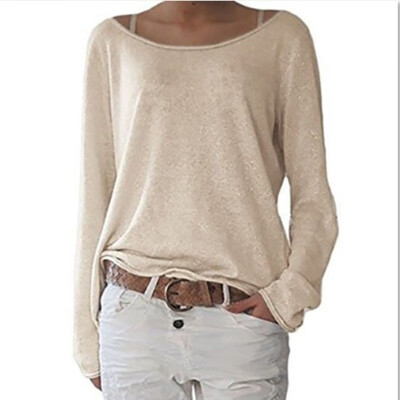 

Fashion Women Oversize Loose Long Sleeve Round Neck T-Shirt Baggy Plus Size Tops Casual Solid T Shirt