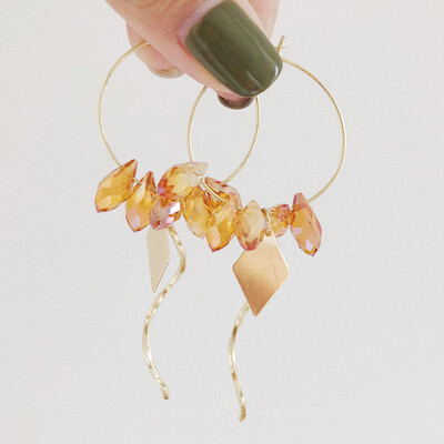 

Crystal Wave Geometric Circle Earrings