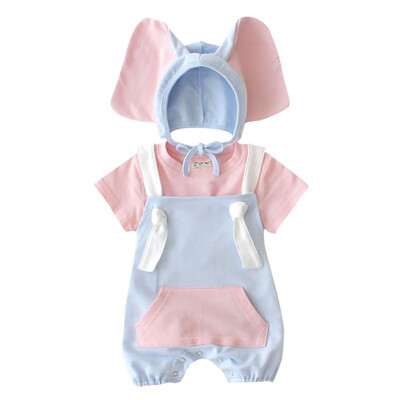 

Lovely Baby Girl Boy Cotton Infant JumpsuitHat Set Cute Elephant Hat for Newborns Baby Romper Costumes Set