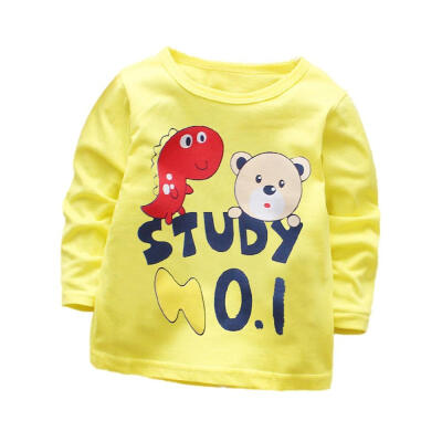 

Casual Boys Girls Autumn Spring Cartoon Cotton T-shirt Children Clothes Baby Long Sleeve Tops Tees Blouse