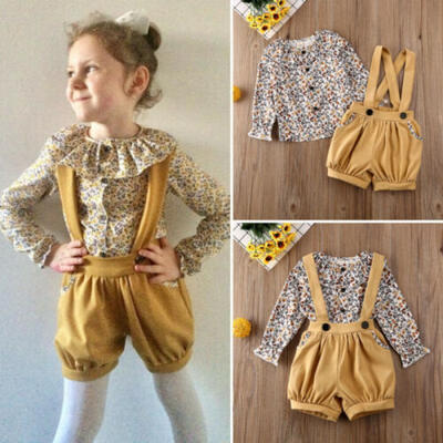 

UK Newborn Kids Baby Girl Floral Clothes Tops T-Shirt Pants Overalls Outfits Set