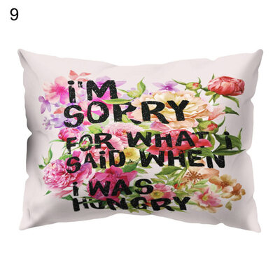 

Flower Letter Print Pillow Case Sofa Waist Throw Cushion Cover Office Home Decor