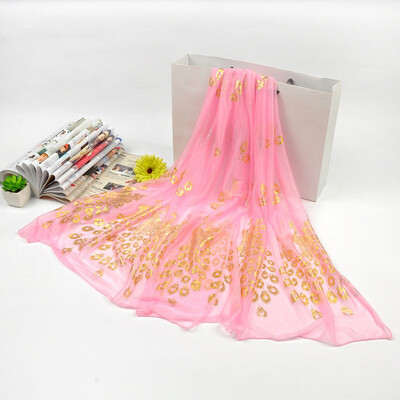 

Peacock Flower Printing Long Women Shawl Soft Wrap Scarf Autumn And Winter