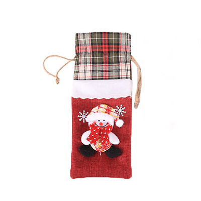 

Christmas Red Wine Bottle Cover Bags Dinner Table Home Party Decoration Suitable