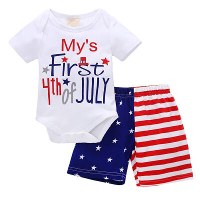 

baby boy girl clothes children set Infants leisure suits United States independence day Europe&the United States short slee