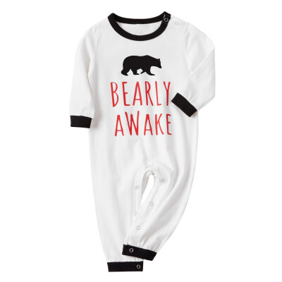 

2-8T Baby Christmas Family Matching Festival Outfits Parent-children Black Bear Letters Printed Homewear For BabyKidDadMom