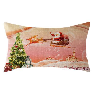 

Tailored Christmas Santa Claus Pillow Case Linen 30x50cm Throw Cushion Cover Home Decor