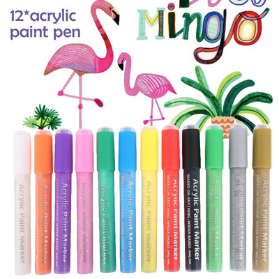 

12Pcs Acrylic Paint Marker Pens Water Based Paint Pen for Rock Painting Canvas