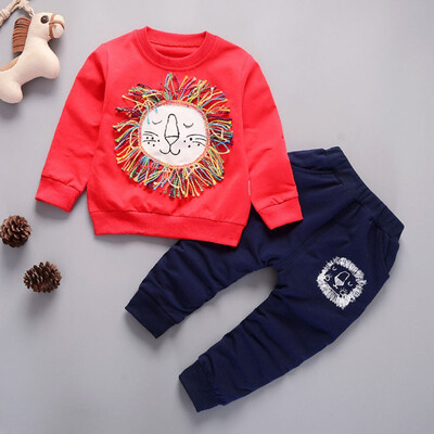 

2PCS Baby Boy Girl Clothes Set Long Sleeve Cartoon Print T-Shirt TopCasual Trousers Toddler Clothes Outfits