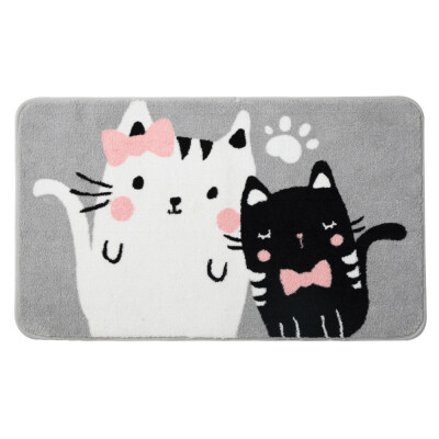 

Household Japanese Style Flocking Thickened Short Velvet Bathroom Door Water Absorbent Non-slip Floor Mat Cute Cartoon Mat Rug