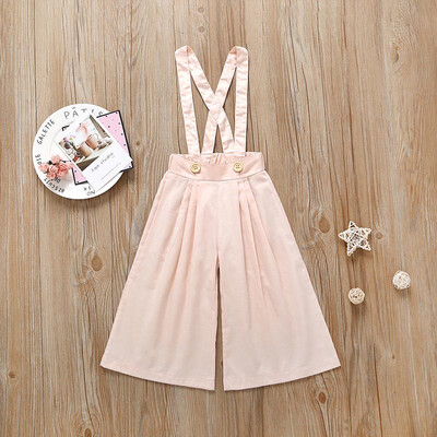 

Lovely Baby Girls Suspender Pants Children Cotton Elastic Solid Pants Overalls Trousers 1-6Y Wide Leg Pants Toddler Girl Clothes