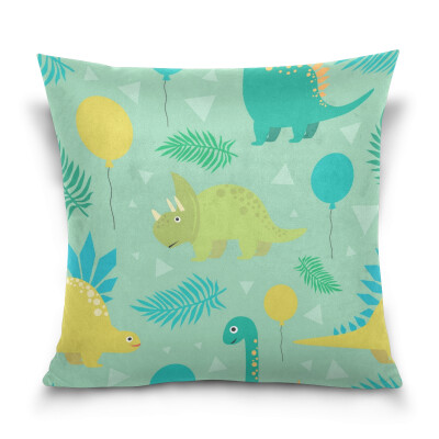 

ALAZA Throw Pillow Cover 16 X 16 inch Cushion Cover with Jungle And Dinosaurs Printed Pillowcase